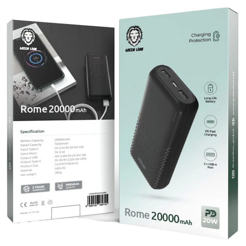 Green Lion Rome PD 20W 20000mAh PowerBank-Black-11