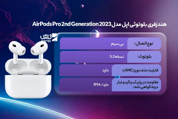 هندزفری بلوتوثی اپل مدل AirPods Pro 2nd Generation 2023