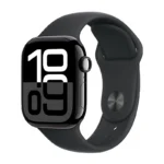 Apple Watch Series 10 42mm Aluminum Silicone Sport Band Black body black strap