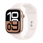 Apple Watch Series 10 46mm Aluminum Silicone Sport Band Rose gold body pink strap