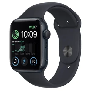 Apple Watch SE Gen2 2024 40mm Aluminum Silicone Sport Band Black body black strap
