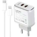 LDNIO MFi Certification Dual USB C Port 35W Power Adapter A2528M white