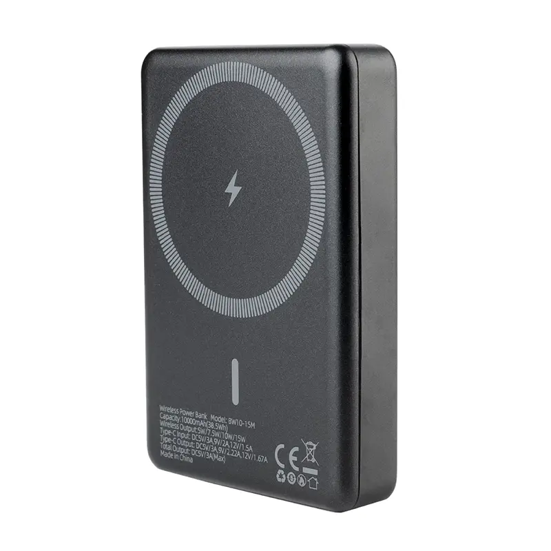 Bentic BW10 15M Wireless Power Bank – 10000 mAh Capacity black